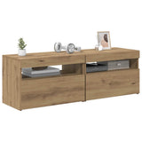 TV Cabinets with LED Lights 2 pcs Artisan Oak Engineered Wood 856312