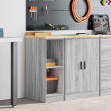 ZNTS Garage Storage Cabinet Grey Sonoma 30x51x85 cm Solid Wood Pine 860531