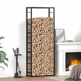 Firewood Rack Matt Black 80x28x222 cm Steel 350309