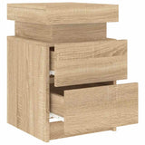 Bedside Cabinet with LED Lights Sonoma Oak 35x39x55 cm 836753