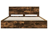 Bed Frame Smoked Oak 150 x 200 cm Solid Pine Wood 3410996