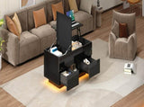 LED Lift-Top Coffee High Gloss Centre Table with 2 drawers & LED lights, Lifting Sofa Side N605P439616S