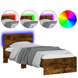 Bed Frame without Mattress with LED Lights Smoked Oak 75x190 cm Small Single 838845