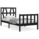 Bed Frame without Mattress Black Small Single Solid Wood Pine 3192455