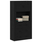 Highboard Black Oak 80 x 33 x 150 cm Engineered Wood 3334345