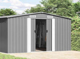 Garden Shed 257x580x181 cm Metal Grey 143353