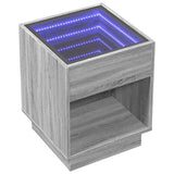 ZNTS Bedside Table with Infinity LED Grey Sonoma 40x40x50 cm 3284082