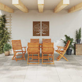 Garden Dining Set Folding 7 pcs Brown Solid Acacia Wood 3375757