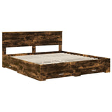 Bed Frame with Drawer Smoked Oak 180 x 200 cm Engineered Wood 3410865