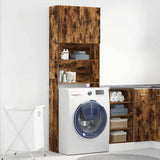 Washing Machine Cabinet Smoked Oak 64x24x190 cm Engineered Wood 859131