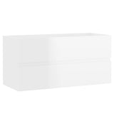 Sink Cabinet High Gloss White 90x38.5x45 cm Engineered Wood 804761
