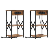 Bedside Cabinet with Shelf 2 pcs Smoked Oak 41 x 31 x 76 cm 859530