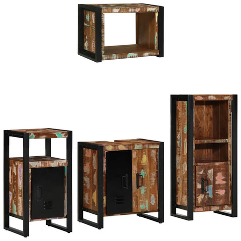 Bathroom Furniture Set 4 pcs Multicolour Solid Reclaimed Wood 3305659