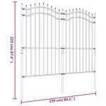 ZNTS Garden Fence with Spear Top Black 222 cm Powder-coated Steel 151083