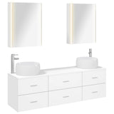 Bathroom Furniture Set 5 pcs White Engineered Wood and Glass 3407007