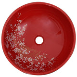 Countertop Basin Black and Red Round 41x14 cm Ceramic 155051
