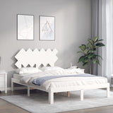 Bed Frame without Mattress White Double Solid Wood Pine 3193702