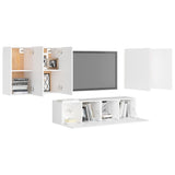 6 Piece TV Cabinet Set White Engineered Wood 3078679