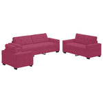 Sofa Set with Cushion 3 pcs Wine Red 221 x 78 x 80 cm Velvet 3324643