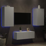 4 Piece TV Wall Units with LED White Engineered Wood 3216818