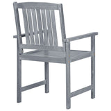 Outdoor Chair Set of 2 Grey Solid Acacia Wood Standard Durable 45944