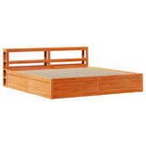 Bed Frame with Headboard Wax Brown 180x200 cm Super King Solid Wood Pine 3306335