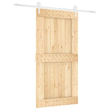 Sliding Door Natural and White 100 x 210 cm Solid Pine Wood 3445187