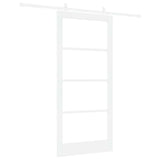 Sliding Door White 93 x 202 cm Solid Pine Wood and Glass 3332260