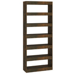 Book Cabinet/Room Divider Smoked Oak 80x30x198 cm Engineered Wood 813626