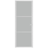 Interior Door 76x201.5 cm White Matt Glass and Aluminium 350576