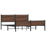 Metal Bed Frame without Mattress Brown Oak 183x213 cm 3301416