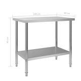 Kitchen Work Table 100x60x85 cm Stainless Steel 51188