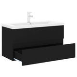 Sink Cabinet with Built-in Basin Black Engineered Wood 3071649
