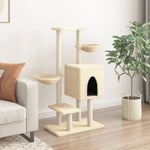 ZNTS Cat Tree with Sisal Scratching Posts Cream 117 cm 172118