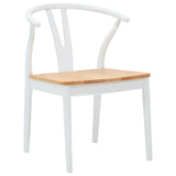 Dining Chair 2 pcs White and Natural Solid Rubber Wood 42020416