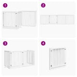 Dog Gate with Door Foldable 4 Panels White 320 cm Poplar Wood 352251