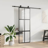 Sliding Door with Hardware Set Black 76x205 cm Tempered Glass 3375883
