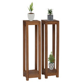 Plant Stand 2 pcs Natural 25 x 25 x 100 cm Solid Teak Wood 42026906