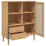 Highboard SENJA Rattan Look Brown 90x40x112 cm Solid Wood Pine 358055