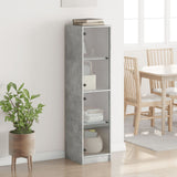 Highboard with Glass Doors Concrete Grey 35x37x142 cm 836437