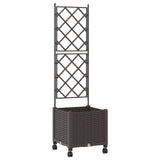 Garden Planter with Trellis&Wheels Brown 40 x 40 x 149 cm PP 3422939