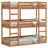 Triple Bunk Bed without Mattress Wax Brown 90x200 cm Solid Wood Pine 3284256