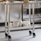 Kitchen Work Table with Wheels 82.5x30x85 cm Stainless Steel 376460