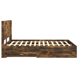 Bed Frame with Storage and Headboard Smoked Oak Engineered Wood 3414113