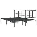 Metal Bed Frame without Mattress with Headboard Black 150x200cm 355563