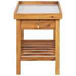 Garden Work Bench with Zinc Top Solid Acacia Wood 46561