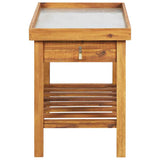 Garden Work Bench with Zinc Top Solid Acacia Wood 46561