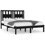 3103917 Bed Frame without Mattress Black Solid Wood 140x190 cm
