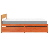 Bed with Drawers and Mattress Wax Brown 140x190 cm Solid Wood Pine 3281912