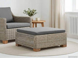 Footrest with Cushion GENDT Natural Rattan Kubu Grey 42034395